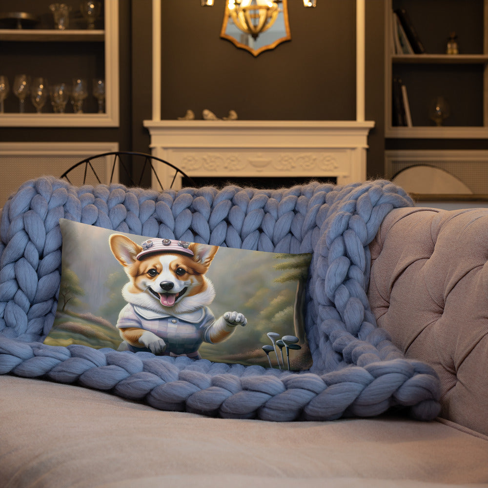 Pembroke Welsh Corgi Golfer- Basic Pillow v2