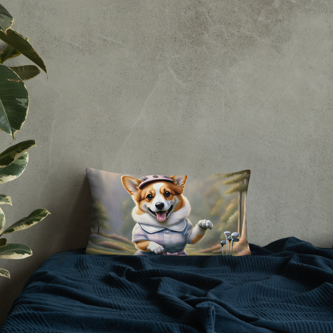 Pembroke Welsh Corgi Golfer- Basic Pillow v2