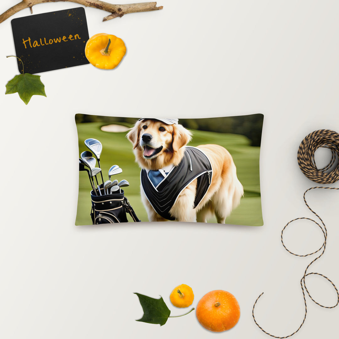 Golden Retriever Golfer- Basic Pillow v3