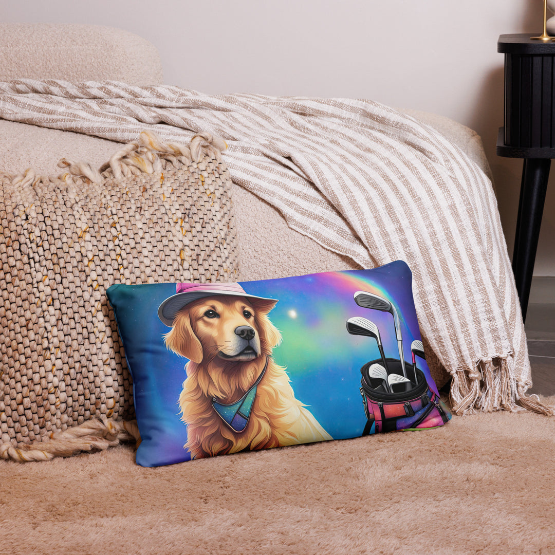 Golden Retriever Golfer- Basic Pillow v2