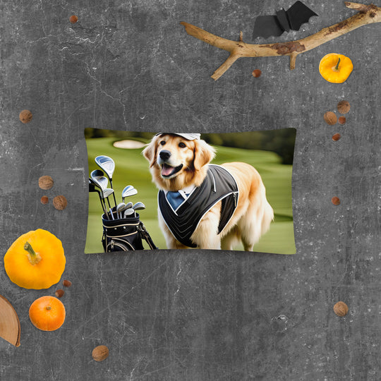 Golden Retriever Golfer- Basic Pillow v3