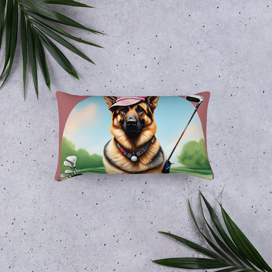 German Shepherd Golfer- Basic Pillow v3