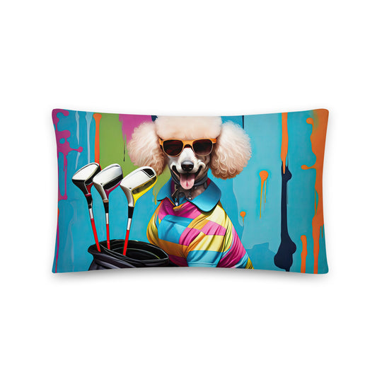 Poodle Golfer- Basic Pillow v4