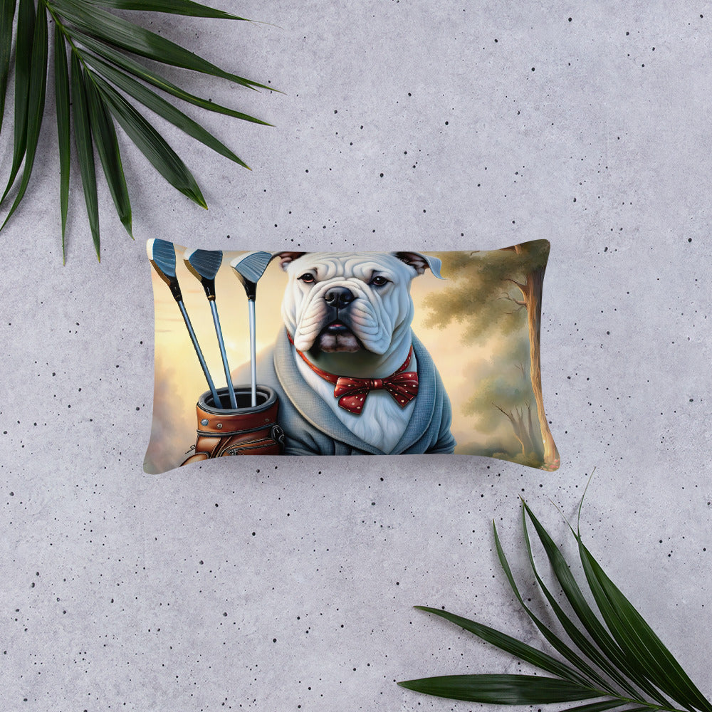 Bulldog Golfer- Basic Pillow v4