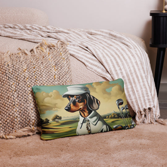 Dachshund Golfer- Basic Pillow v3