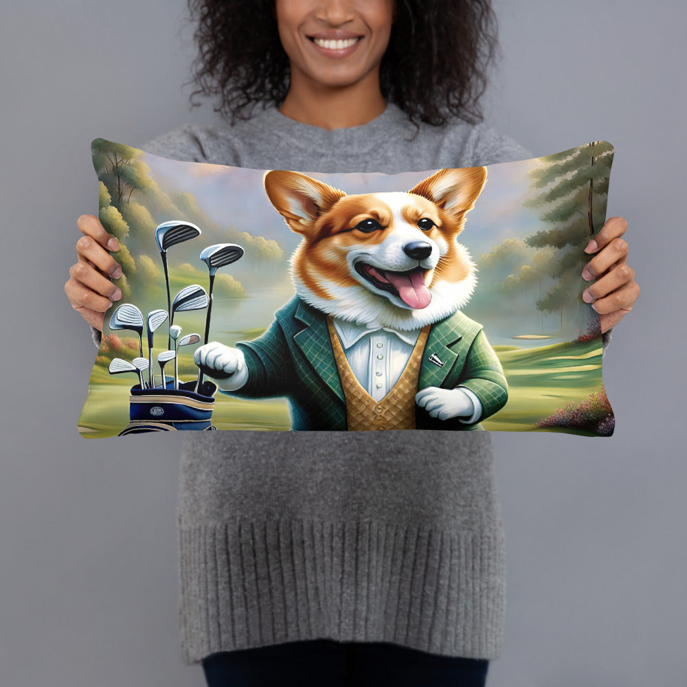 Pembroke Welsh Corgi Golfer- Basic Pillow v4