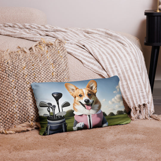 Pembroke Welsh Corgi Golfer- Basic Pillow v5