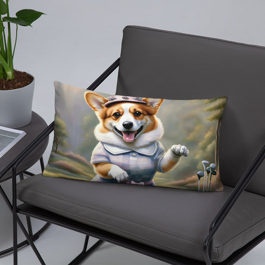 Pembroke Welsh Corgi Golfer- Basic Pillow v2