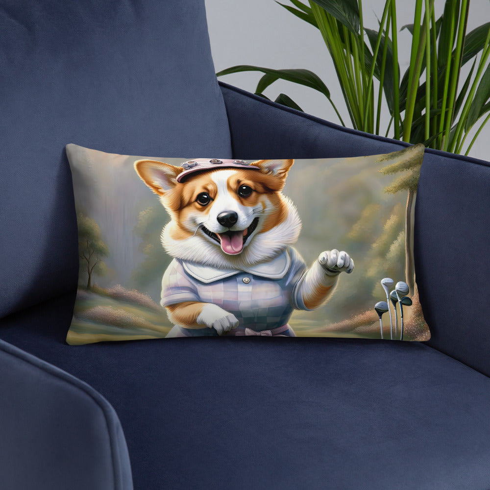 Pembroke Welsh Corgi Golfer- Basic Pillow v2