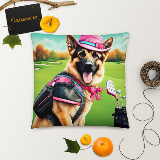 German Shepherd Golfer- Basic Pillow v2