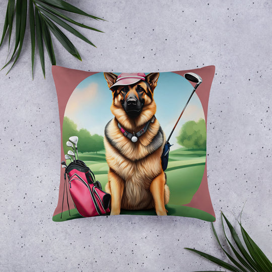 German Shepherd Golfer- Basic Pillow v3