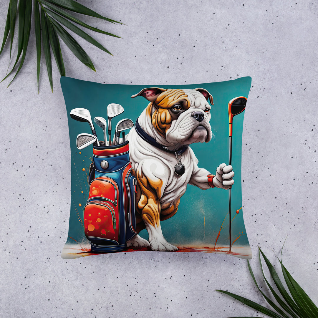 Bulldog Golfer- Basic Pillow