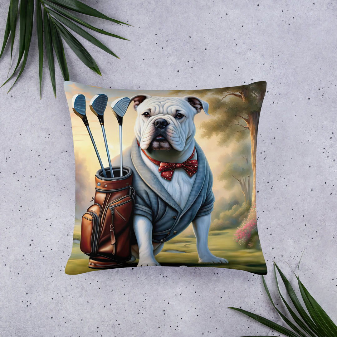 Bulldog Golfer- Basic Pillow v4