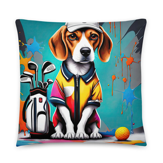 Beagle Golfer- Basic Pillow v4