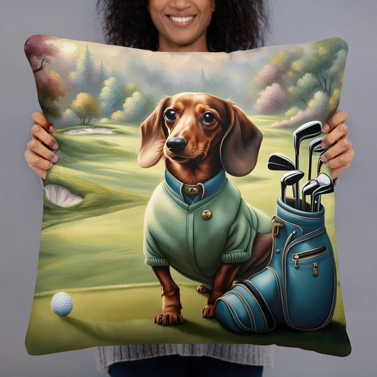 Dachshund Golfer- Basic Pillow