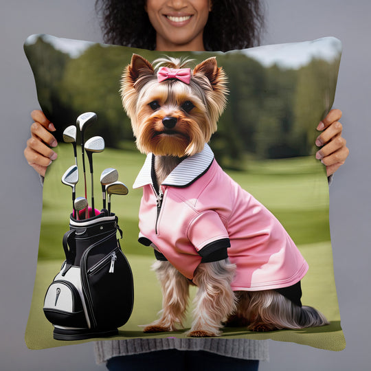 Yorkshire Terrier Golfer- Basic Pillow v2