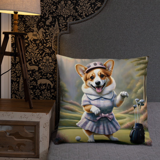 Pembroke Welsh Corgi Golfer- Basic Pillow v2