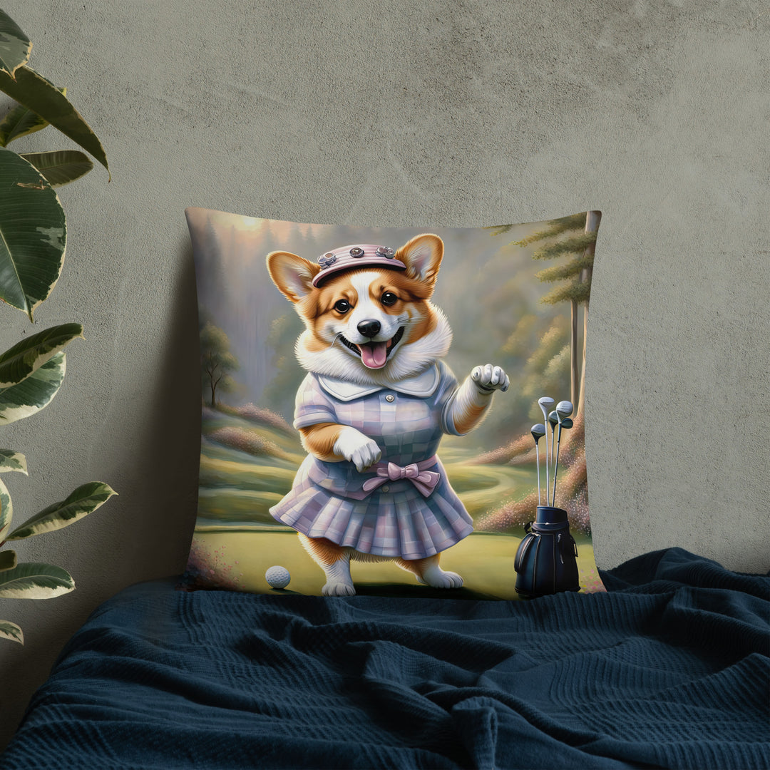 Pembroke Welsh Corgi Golfer- Basic Pillow v2