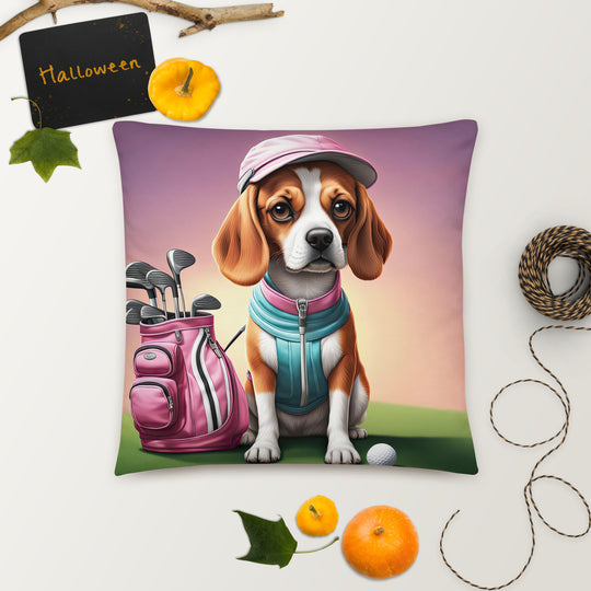 Beagle Golfer- Basic Pillow v3