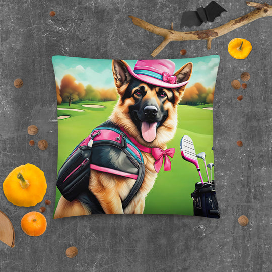 German Shepherd Golfer- Basic Pillow v2