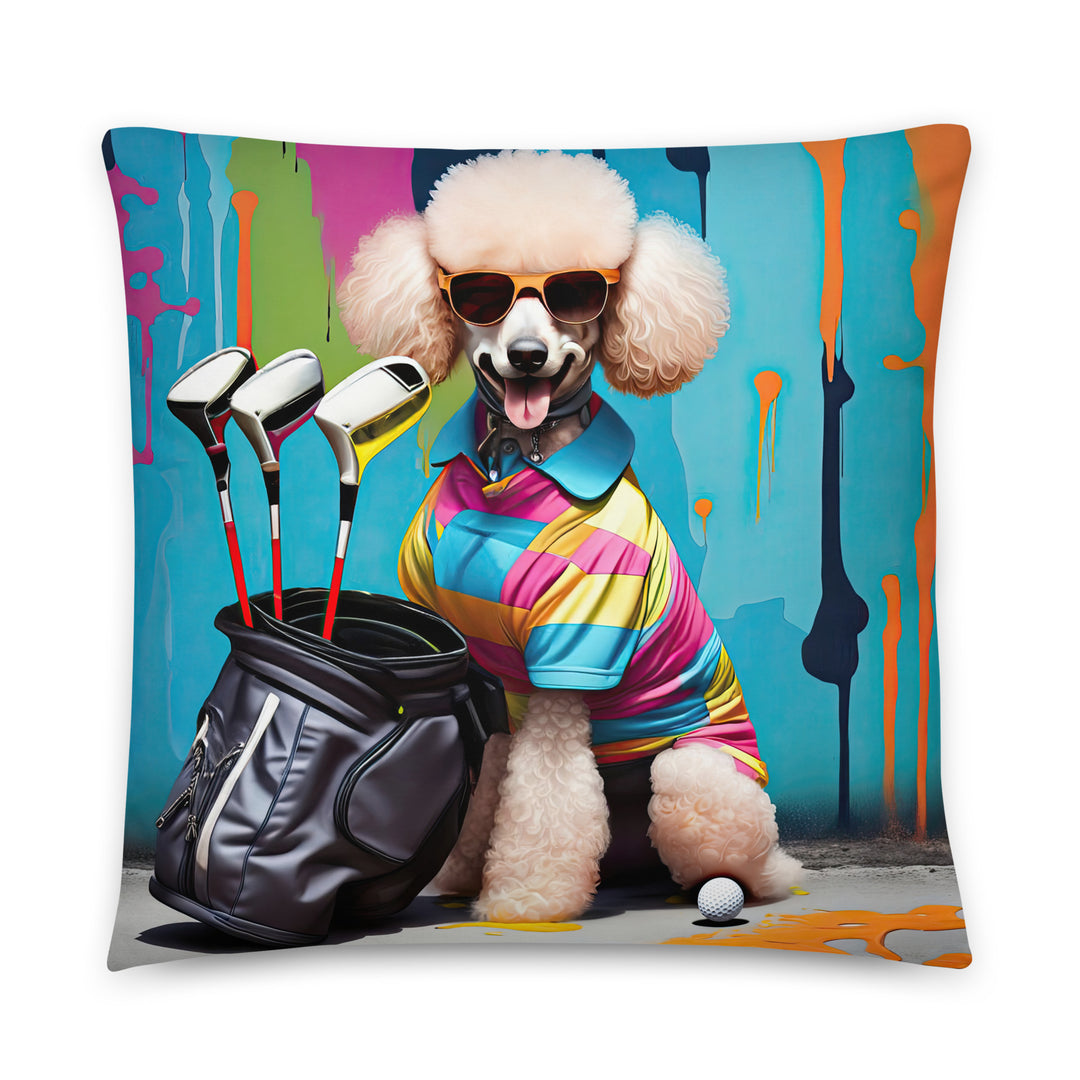 Poodle Golfer- Basic Pillow v4