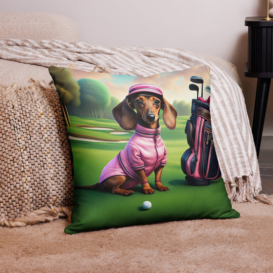 Dachshund Golfer- Basic Pillow v2