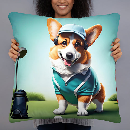 Pembroke Welsh Corgi Golfer- Basic Pillow