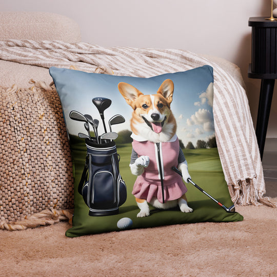 Pembroke Welsh Corgi Golfer- Basic Pillow v5