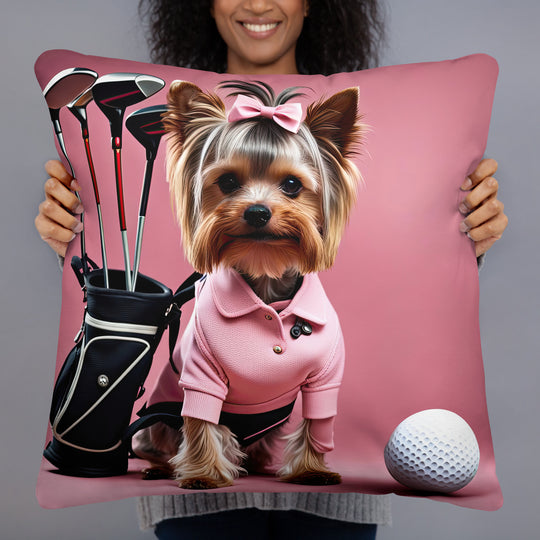 Yorkshire Terrier Golfer- Basic Pillow