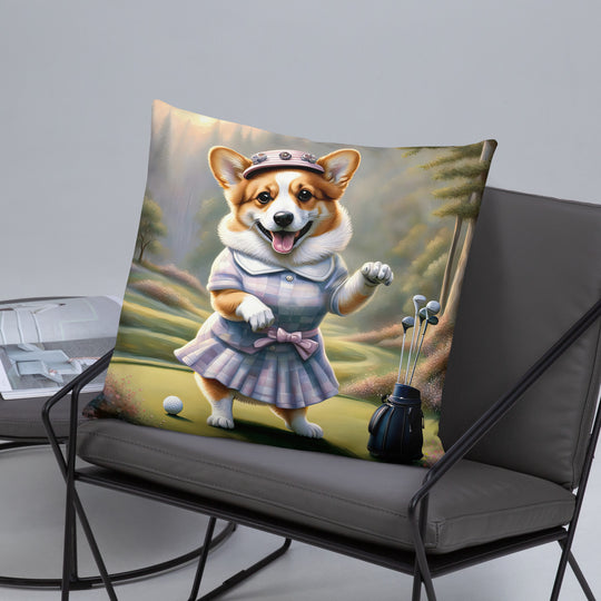 Pembroke Welsh Corgi Golfer- Basic Pillow v2