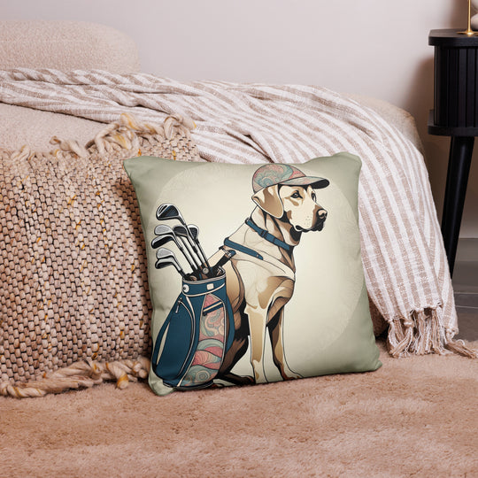 Pillow Case-Labrador Retriever Golfer