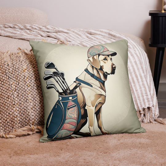 Pillow Case-Labrador Retriever Golfer