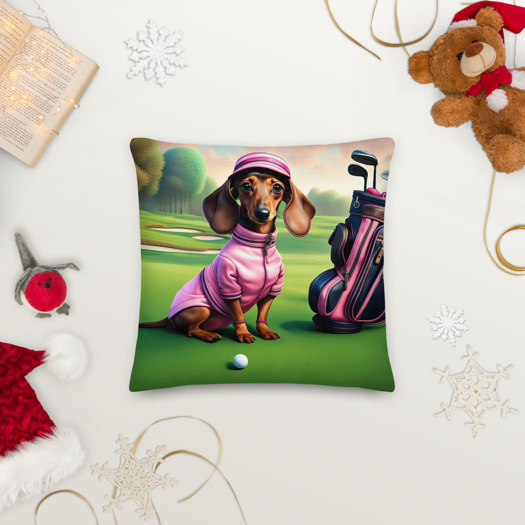 Dachshund Golfer- Premium Pillow v2