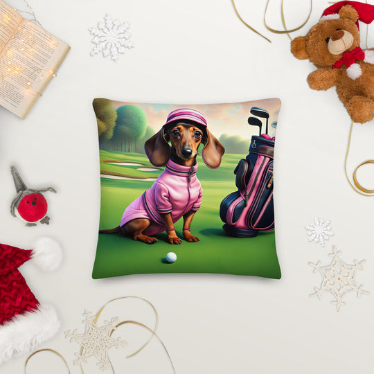 Dachshund Golfer- Premium Pillow v2