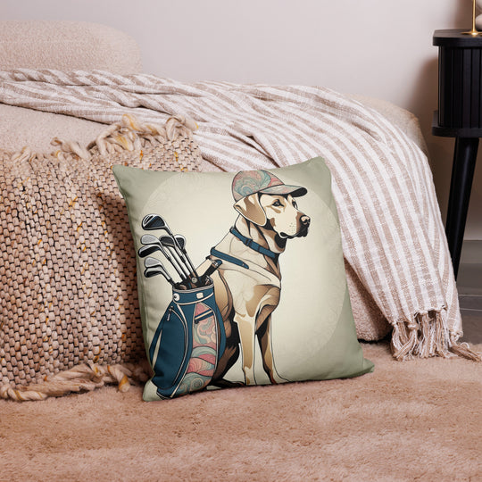 Premium Pillow-Labrador Retriever Golfer