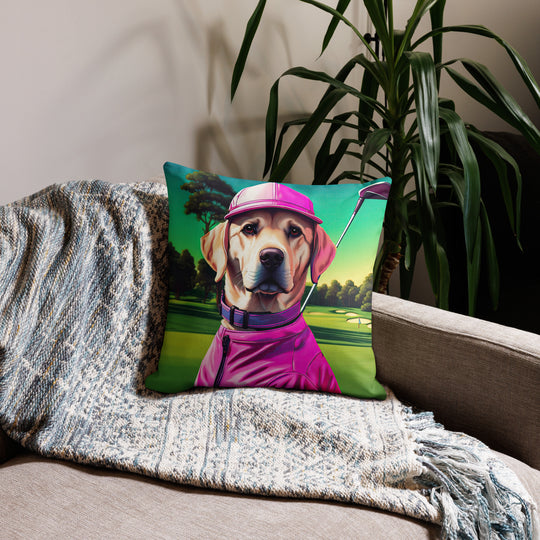 Premium Pillow-Labrador Retriever Golfer V16