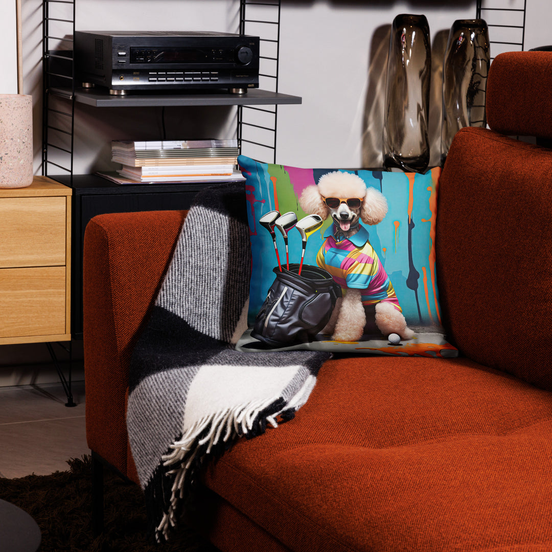 Poodle Golfer- Premium Pillow v4