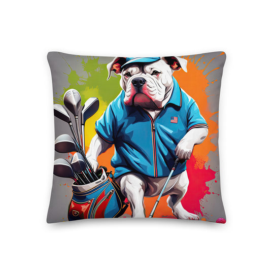 Bulldog Golfer- Premium Pillow v3