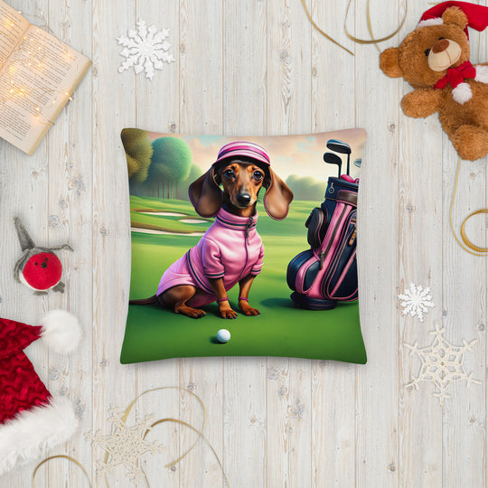 Dachshund Golfer- Premium Pillow v2