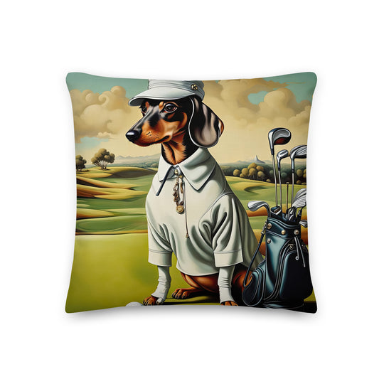 Dachshund Golfer- Premium Pillow v3