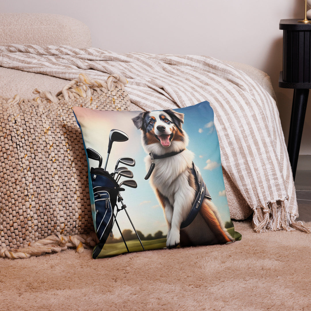 Australian Shepherd Golfer- Premium Pillow