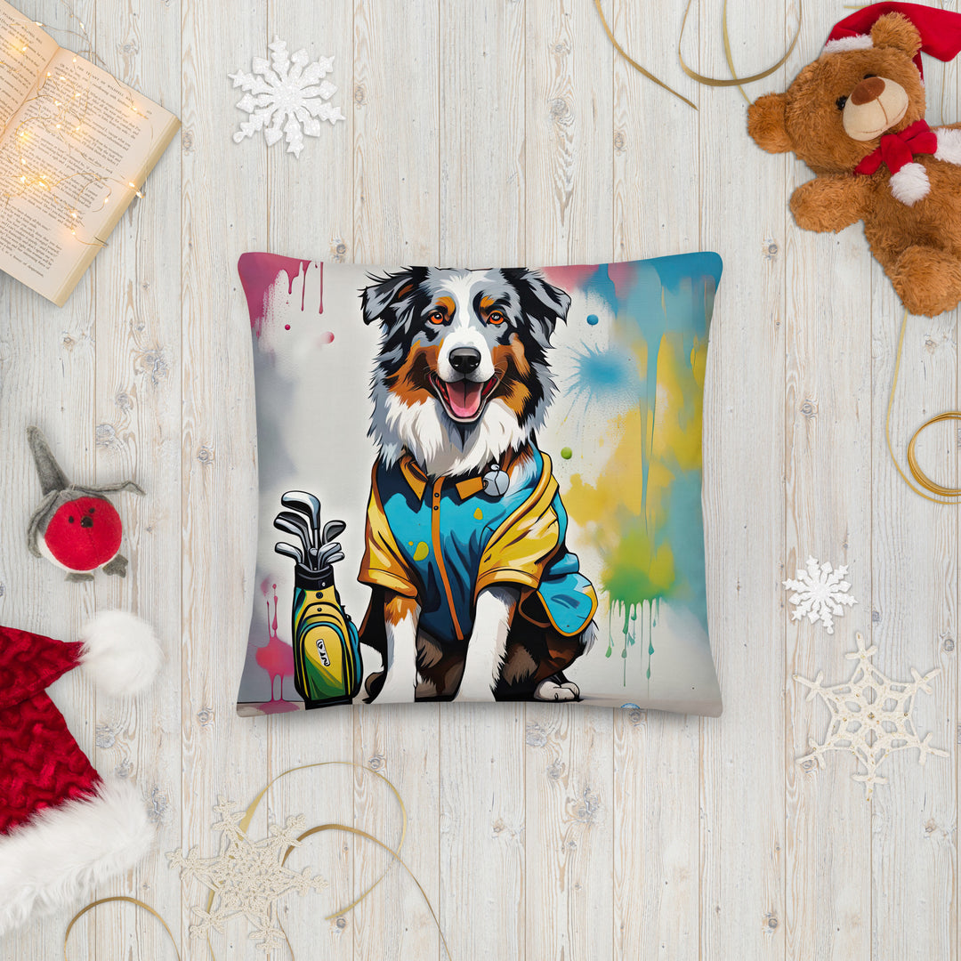 Australian Shepherd Golfer- Premium Pillow v3