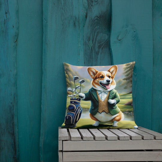 Pembroke Welsh Corgi Golfer- Premium Pillow v4
