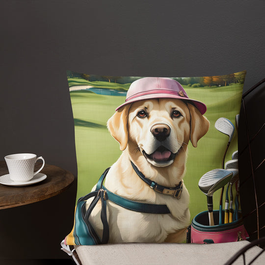 Premium Pillow-Labrador Retriever Golfer V19