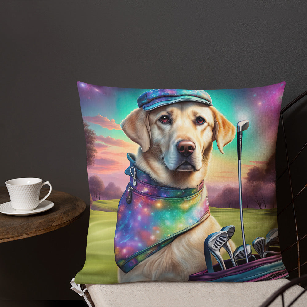 Premium Pillow-Labrador Retriever Golfer V21