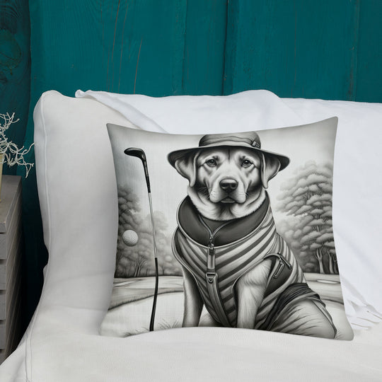 Premium Pillow-Labrador Retriever Golfer V7