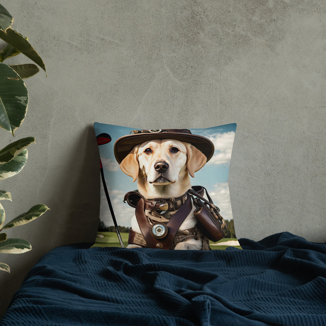 Premium Pillow-Labrador Retriever Golfer V20