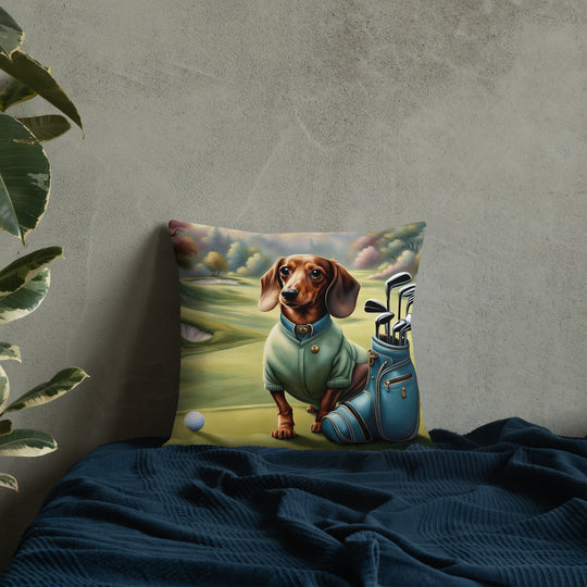 Dachshund Golfer- Premium Pillow