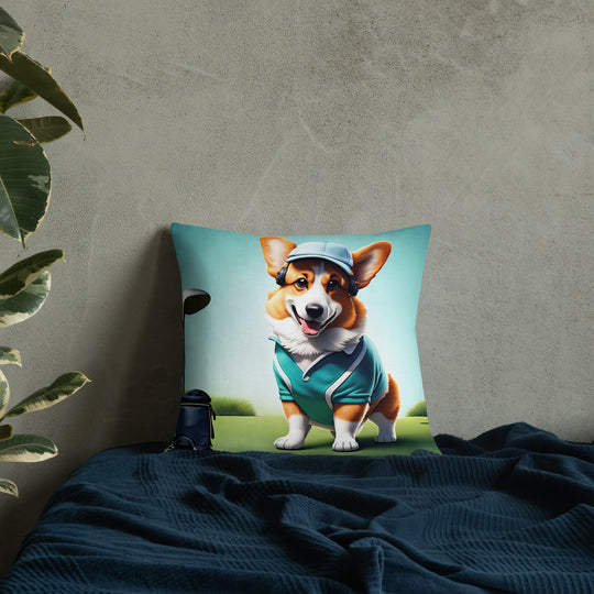 Pembroke Welsh Corgi Golfer- Premium Pillow