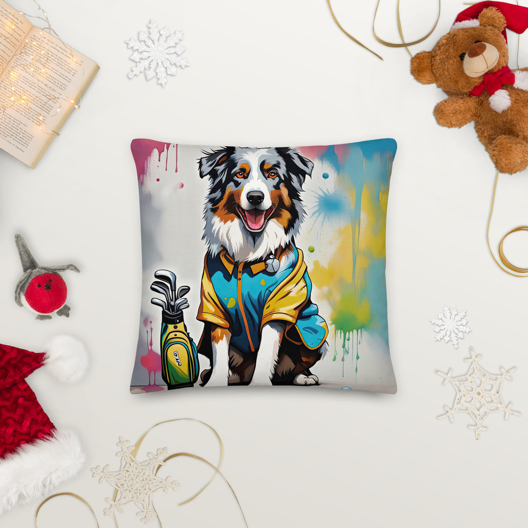 Australian Shepherd Golfer- Premium Pillow v3